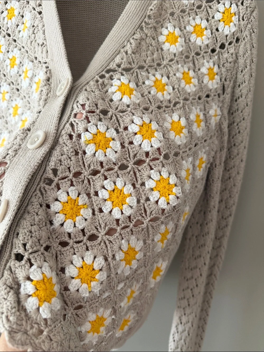 Cotton daisy crochet cardigan by Autumn Cashmere size M - Picture 2 of 5